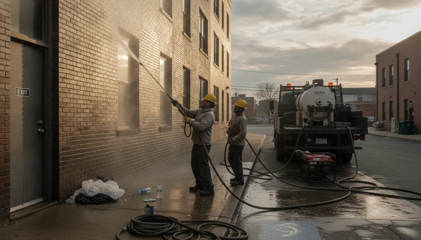 Commercial building exterior pressure washing in Richmond by Pressure Washing Richmond VA